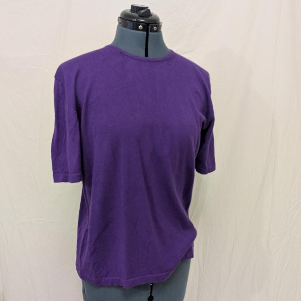 Silx purple silk‑cotton short‑sleeve tee, size L